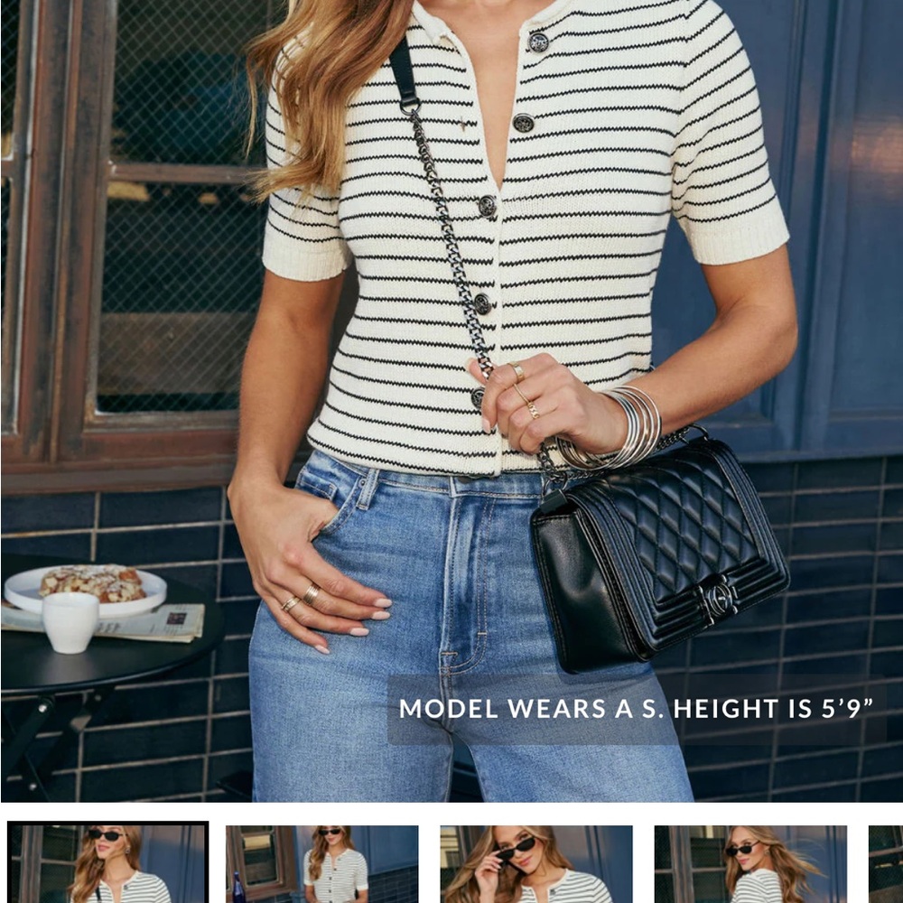 Striped Button-Up Knit Top cardigan
